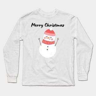 Merry Christmas - Cute Funny Snowman with Carrot Long Sleeve T-Shirt